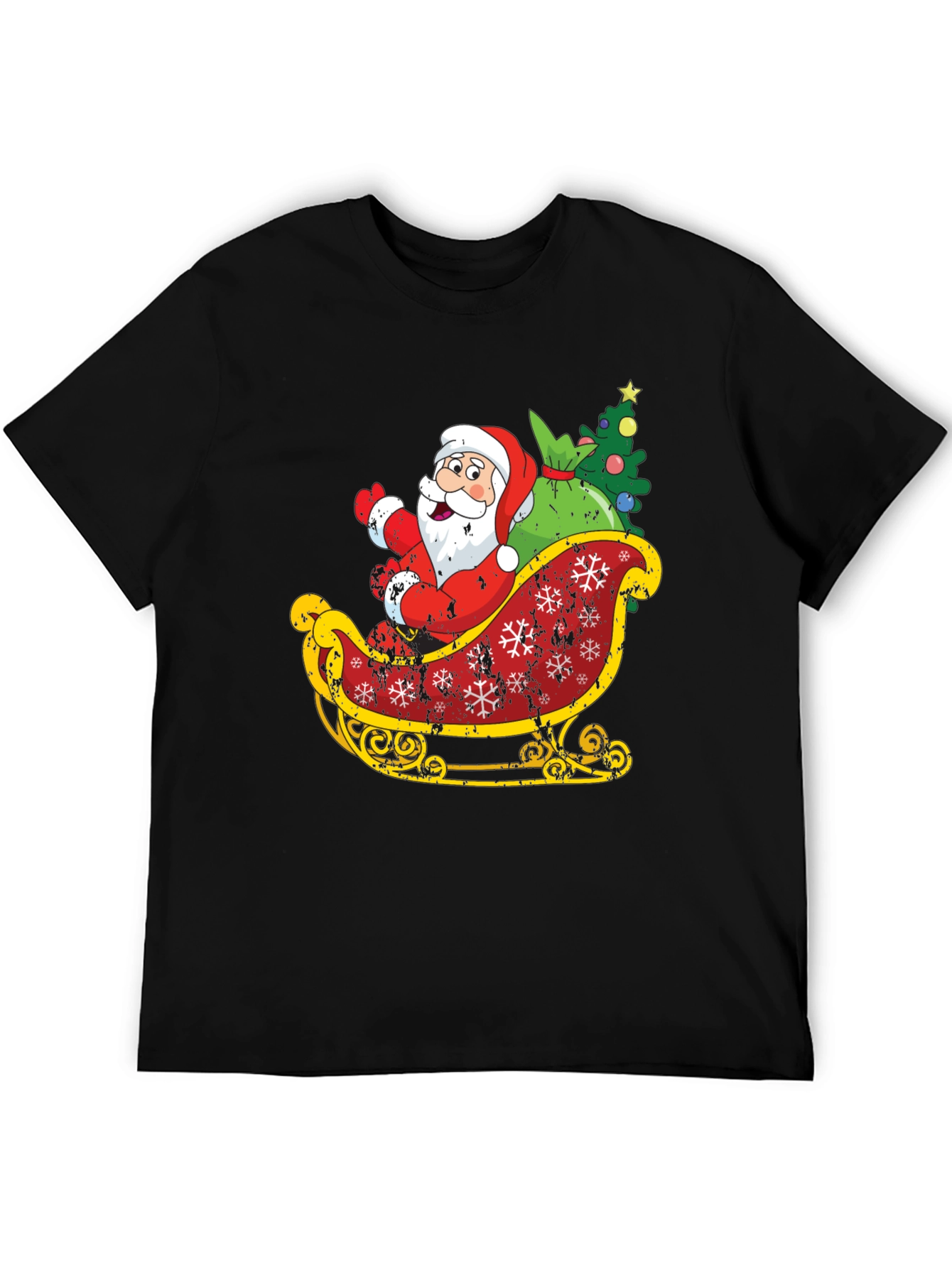 Santas Sleigh Graphic Tee - Christmas Holiday T-Shirt