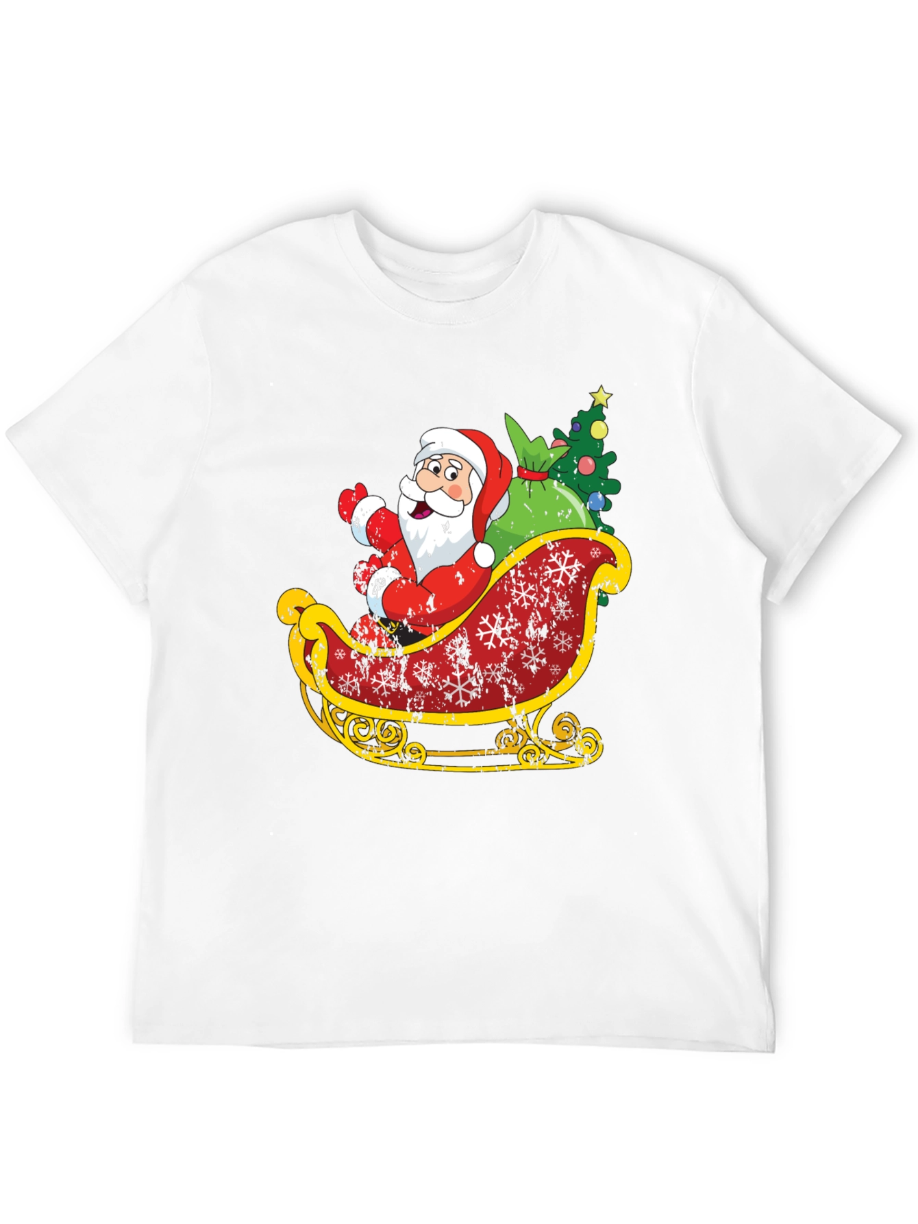 Santas Sleigh Graphic Tee - Christmas Holiday T-Shirt