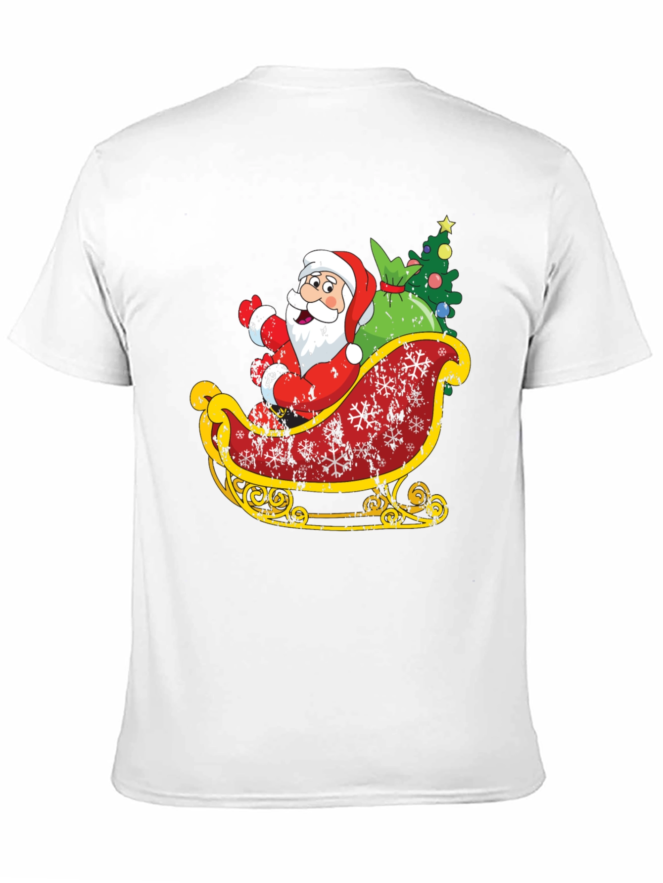 Santas Sleigh Graphic Tee - Christmas Holiday T-Shirt
