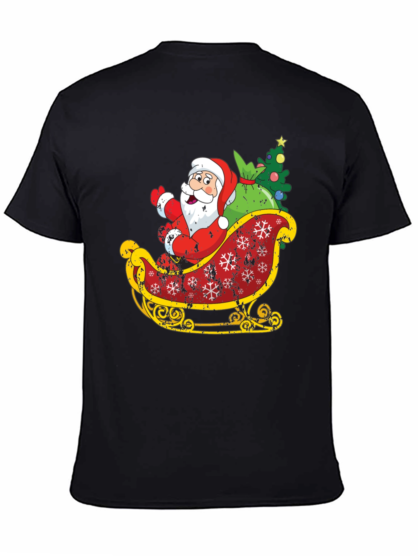 Santas Sleigh Graphic Tee - Christmas Holiday T-Shirt