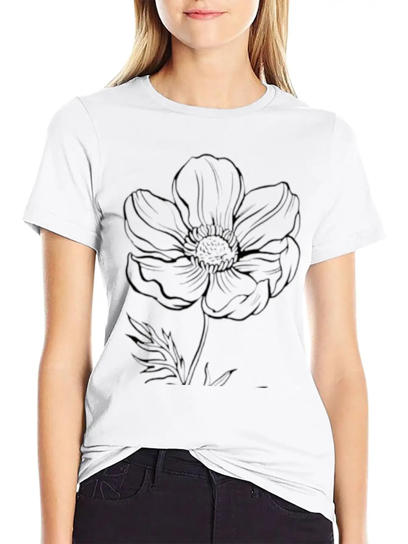 Pencil Flower Art. Aesthetics Unisex Casual T-Shirt – Clean Design For Daily Comfort