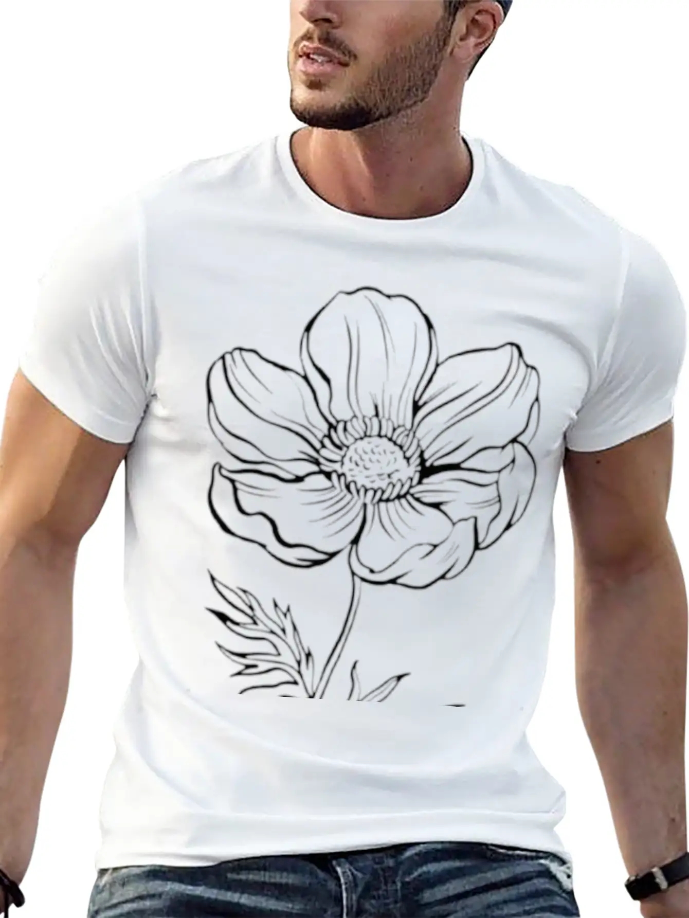 Pencil Flower Art. Aesthetics Unisex Casual T-Shirt – Clean Design For Daily Comfort