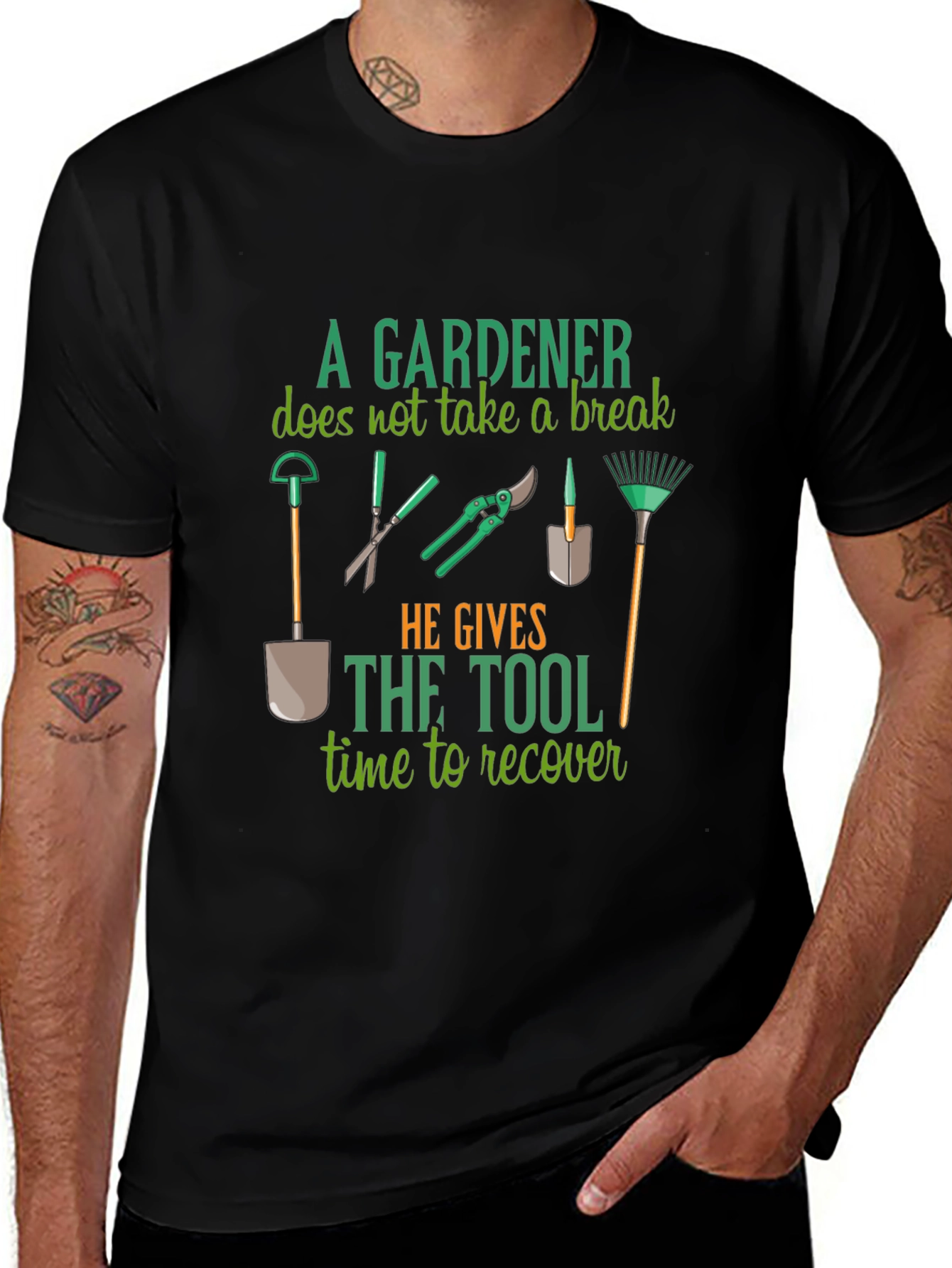Gardener Tool Time Recovery Black T-Shirt