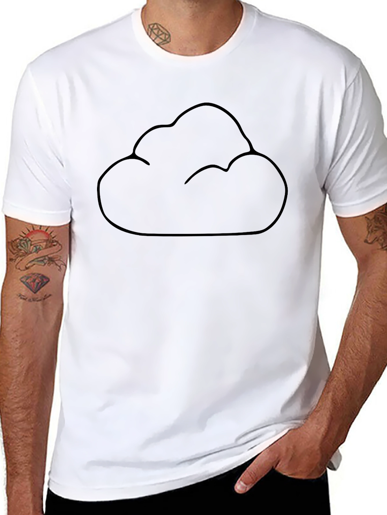 Cloud Outline Graphic Tee - Black Cotton Comfort