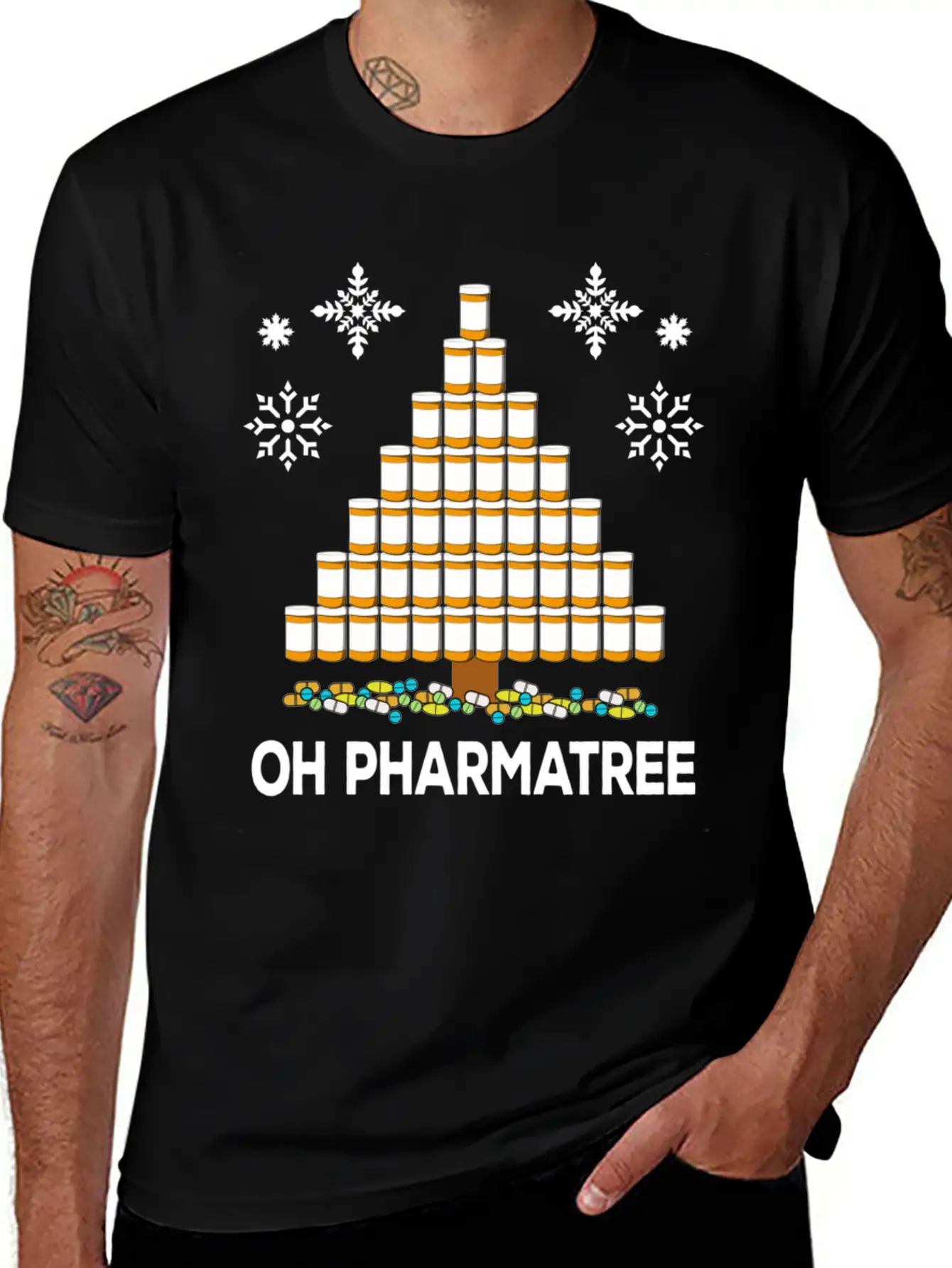 Pharmacy Christmas Tree Medication Pharmacist Fun Unisex Casual T-Shirt – Clean Design For Daily Comfort
