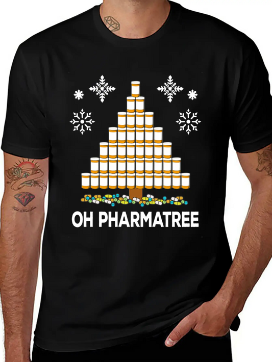 Pharmacy Christmas Tree Medication Pharmacist Fun Unisex Casual T-Shirt – Clean Design For Daily Comfort
