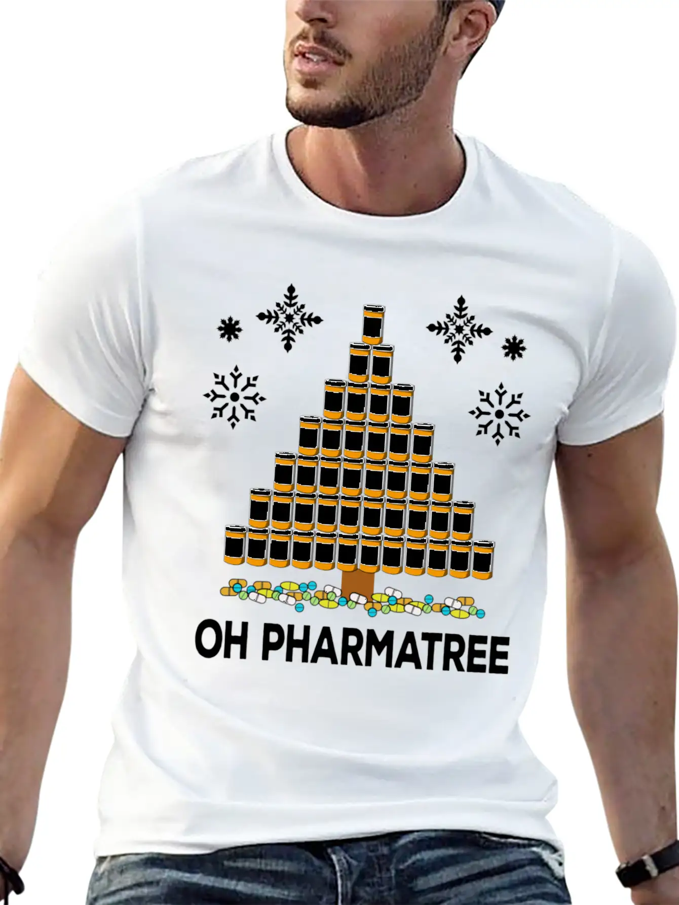 Pharmacy Christmas Tree Medication Pharmacist Fun Unisex Casual T-Shirt – Clean Design For Daily Comfort