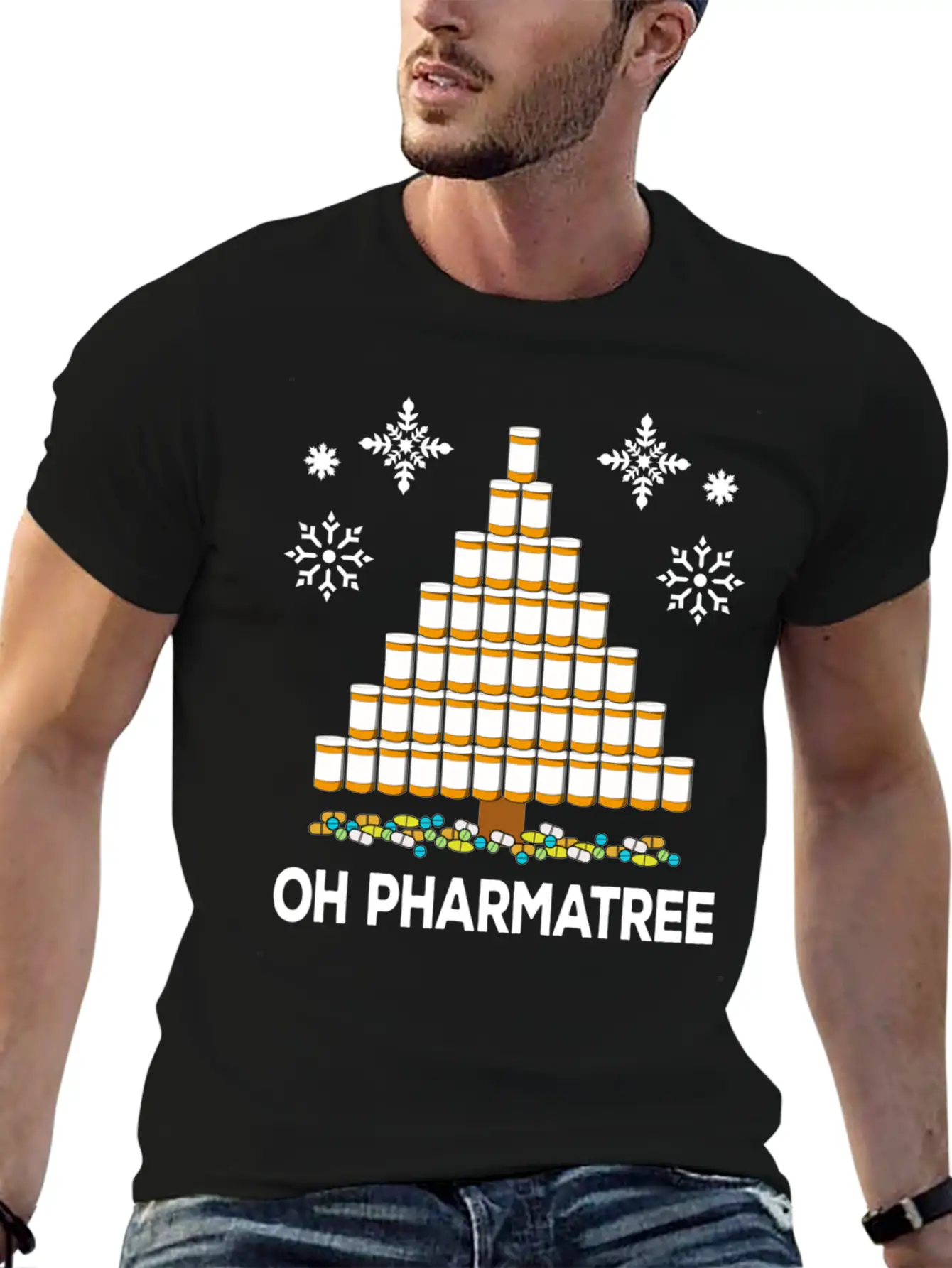 Pharmacy Christmas Tree Medication Pharmacist Fun Unisex Casual T-Shirt – Clean Design For Daily Comfort
