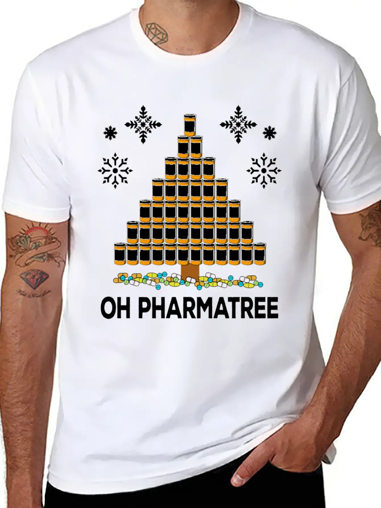 Pharmacy Christmas Tree Medication Pharmacist Fun Unisex Casual T-Shirt – Clean Design For Daily Comfort