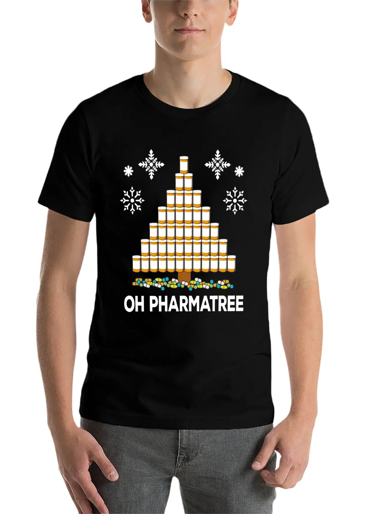 Pharmacy Christmas Tree Medication Pharmacist Fun Unisex Casual T-Shirt – Clean Design For Daily Comfort