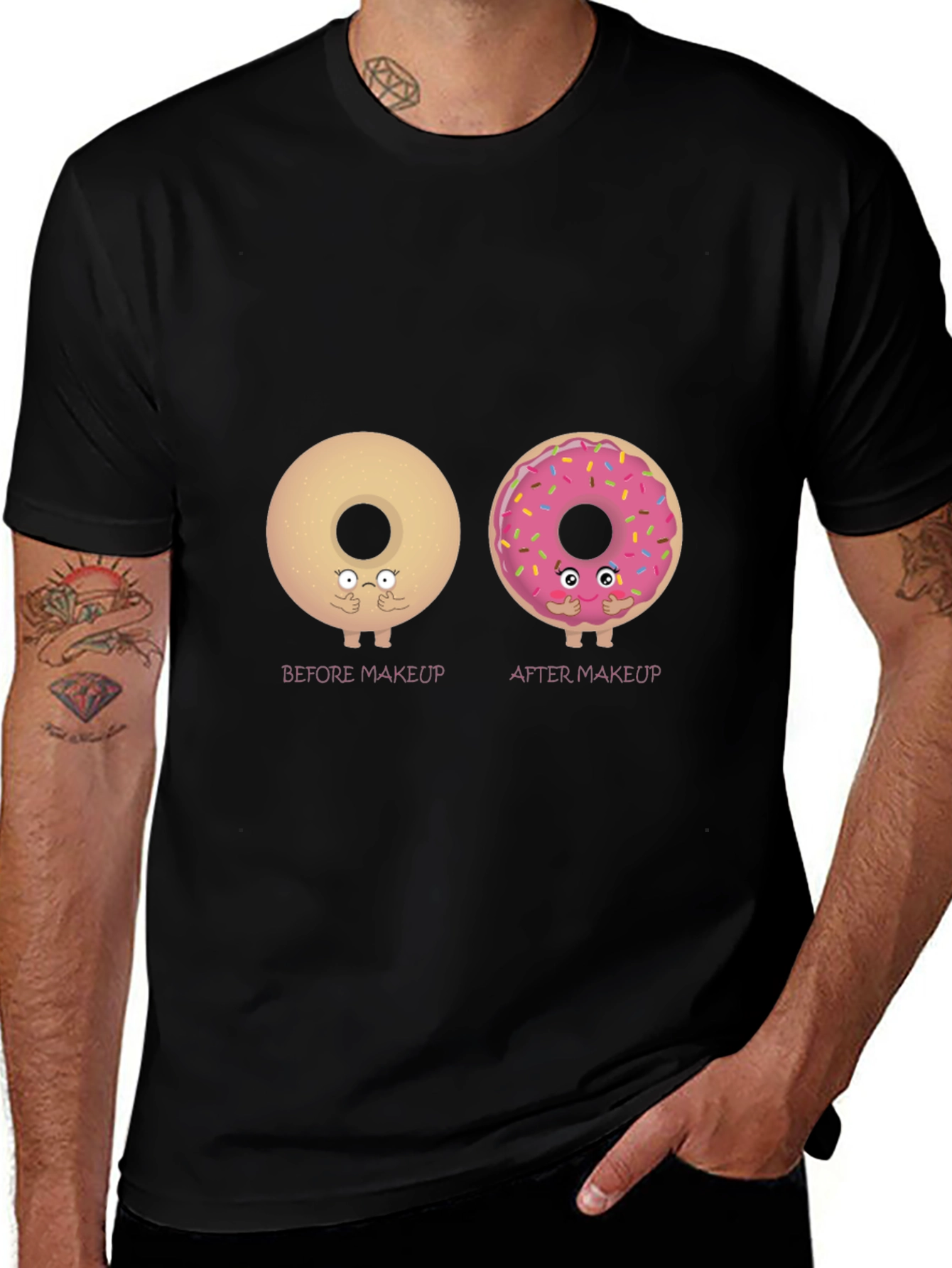 Donut Makeup T-Shirt - Black Cotton Tee