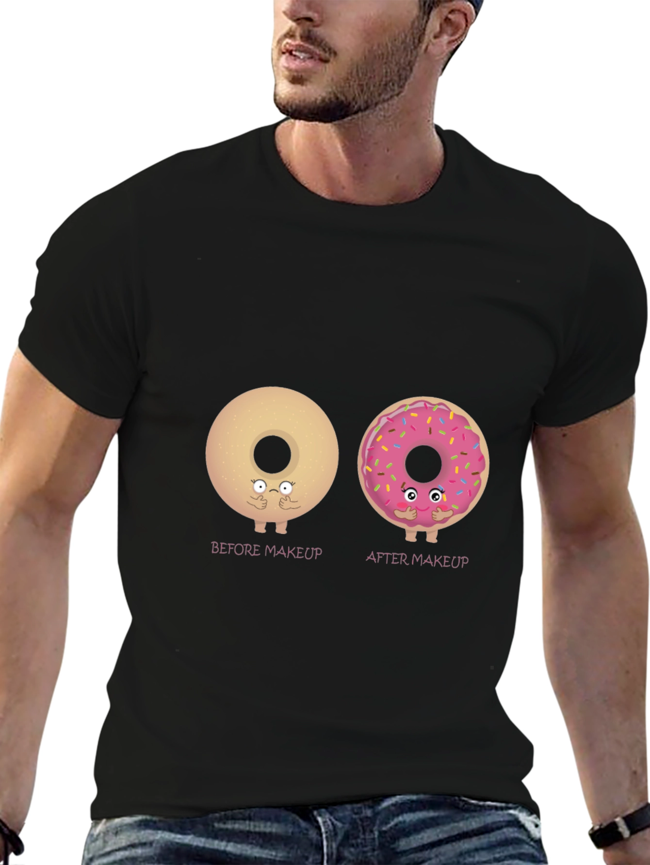 Donut Makeup T-Shirt - Black Cotton Tee