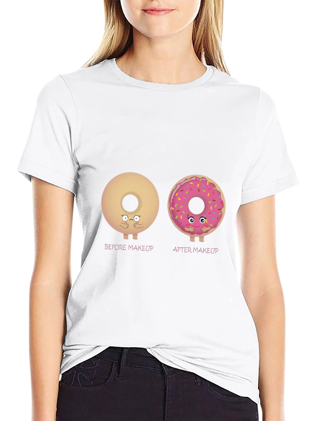 Donut Makeup T-Shirt - Black Cotton Tee