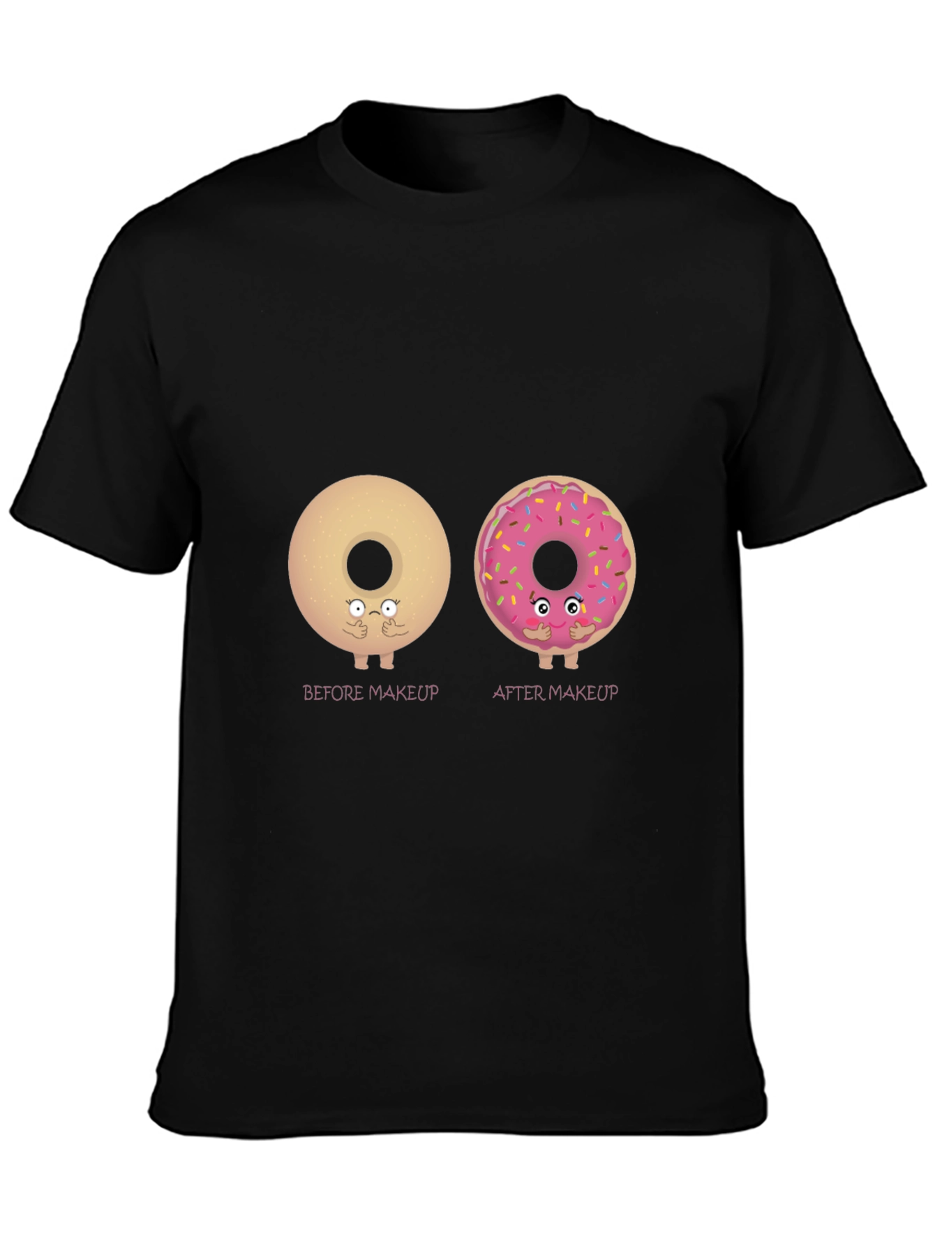 Donut Makeup T-Shirt - Black Cotton Tee