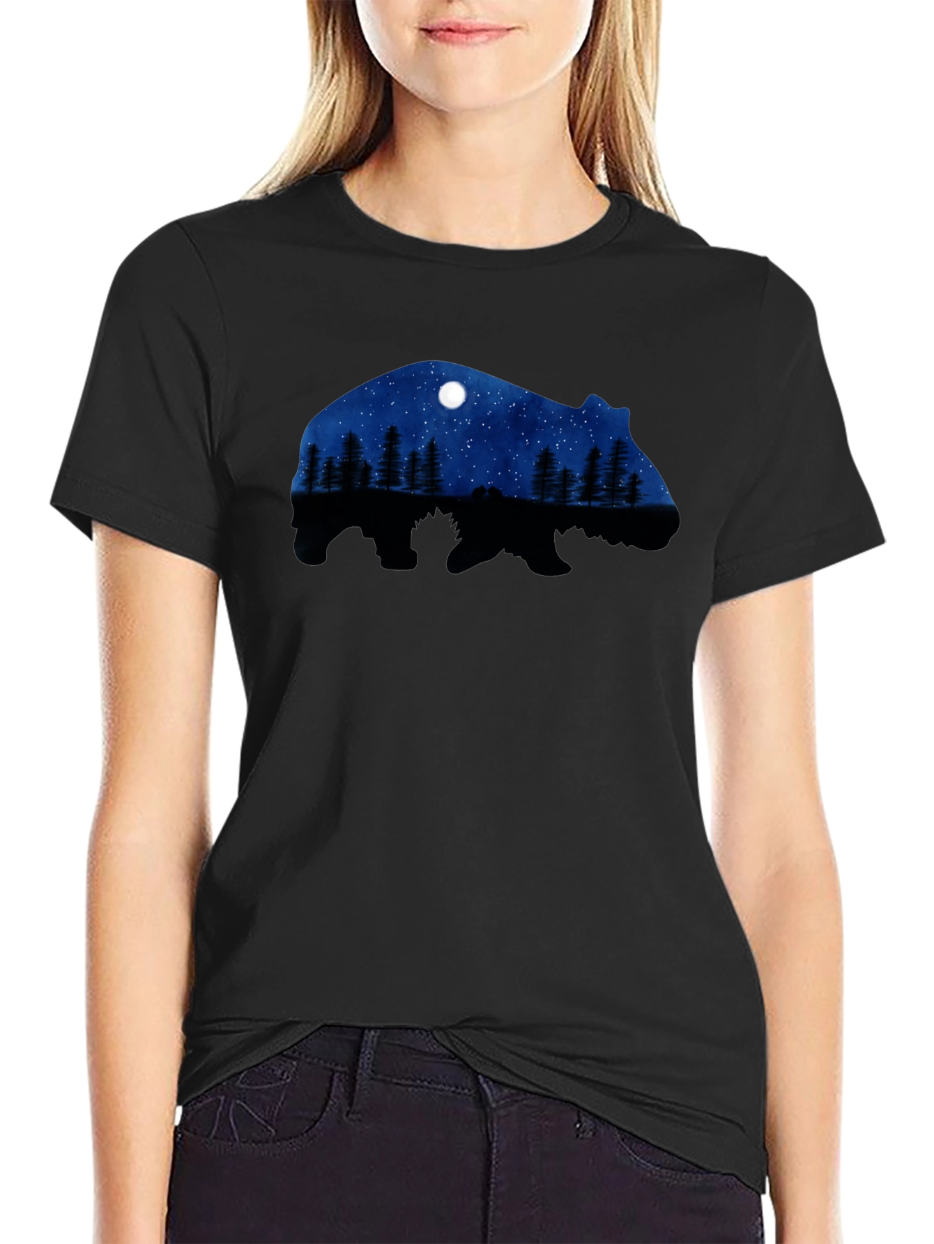 Bear Silhouette Nature Scene T-Shirt