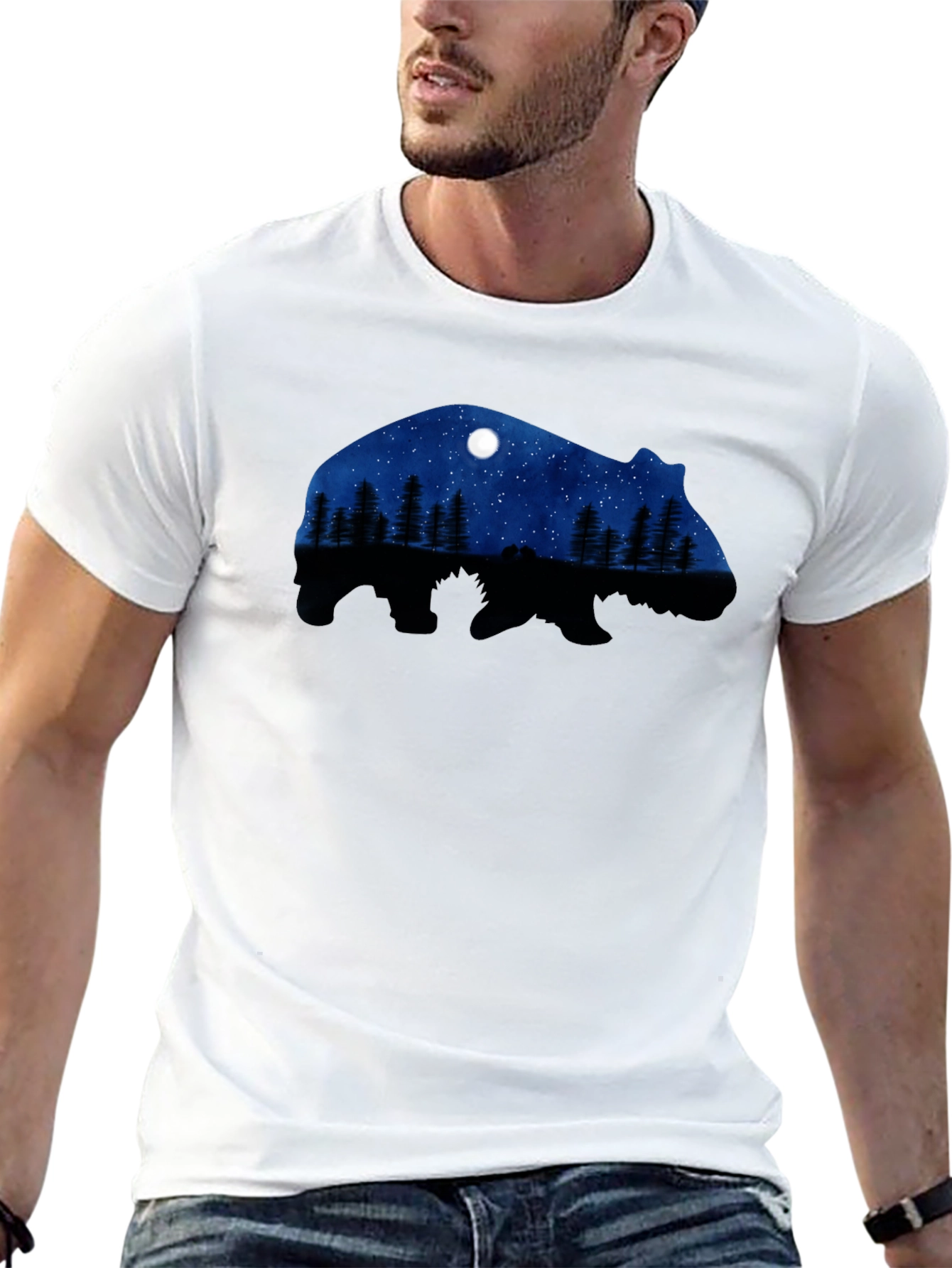 Bear Silhouette Nature Scene T-Shirt