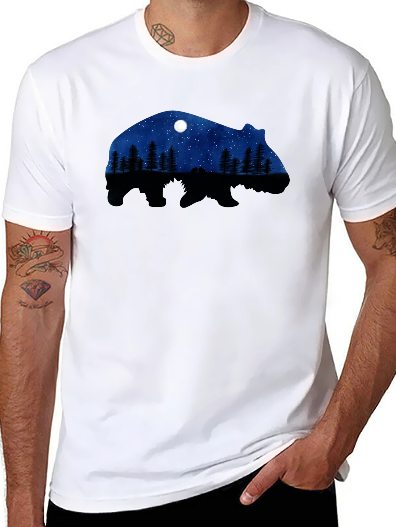 Bear Silhouette Nature Scene T-Shirt