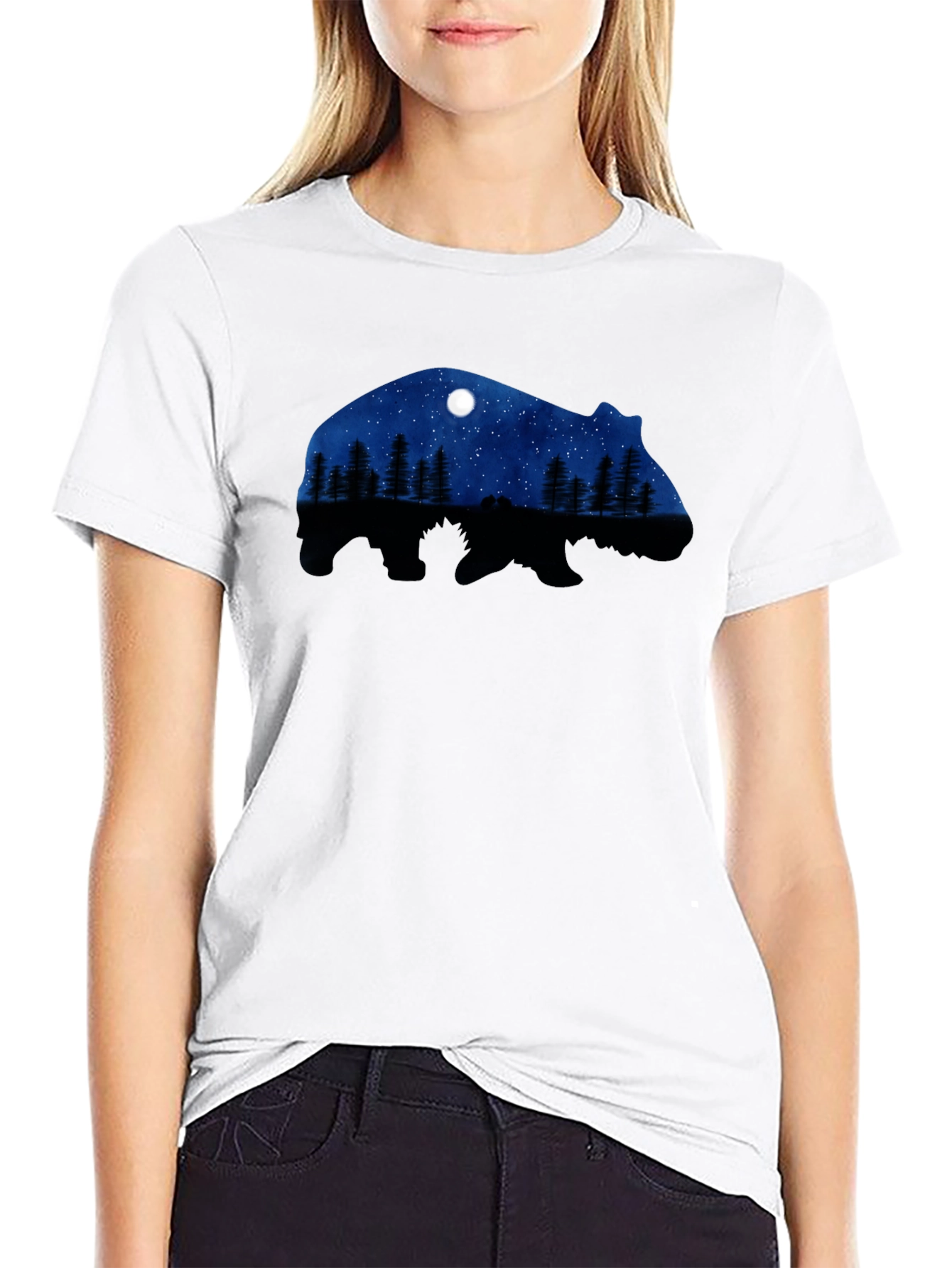 Bear Silhouette Nature Scene T-Shirt