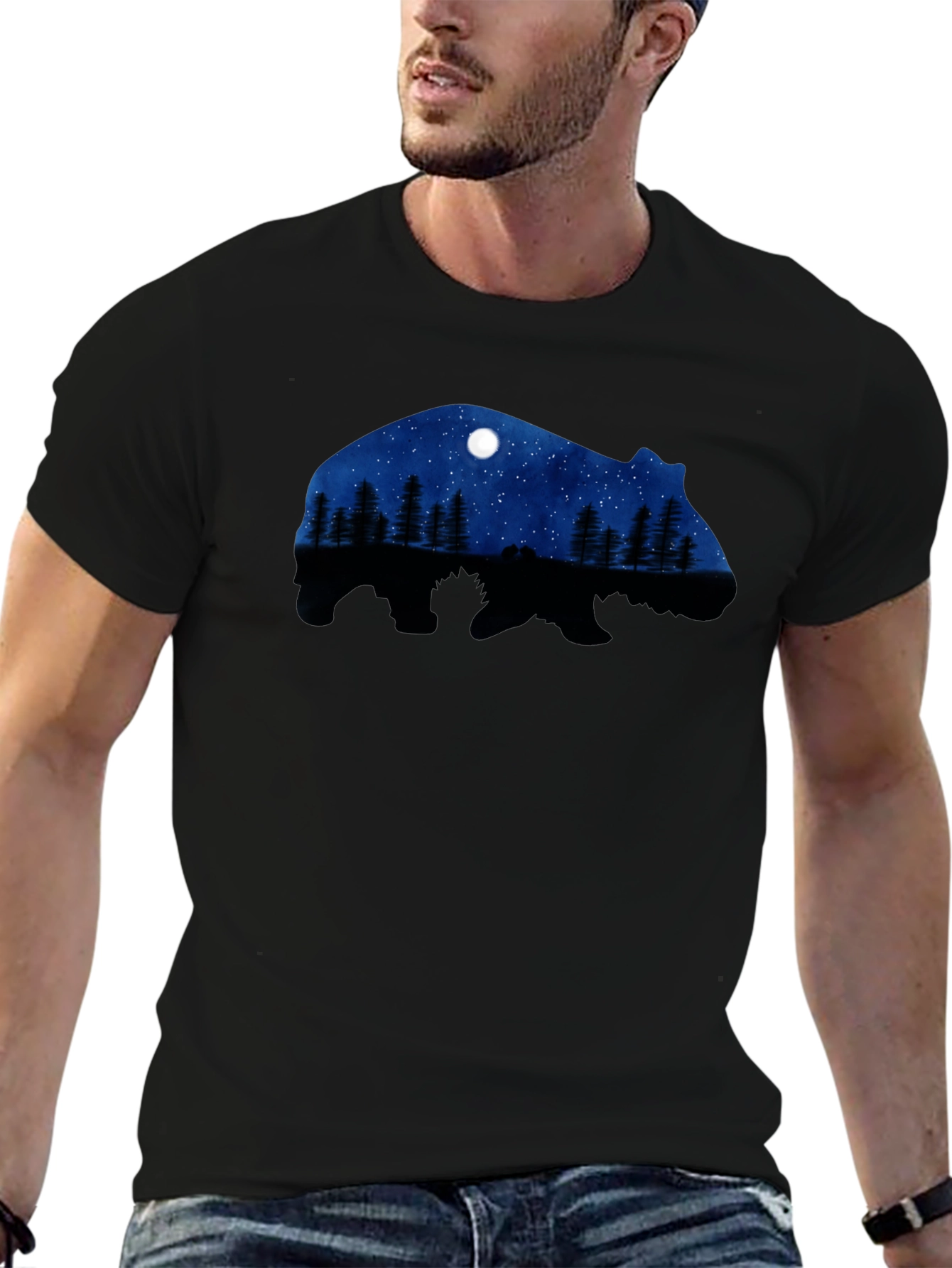 Bear Silhouette Nature Scene T-Shirt