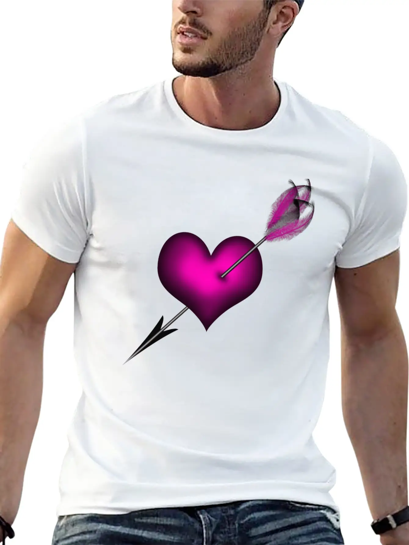 PINK HEART WITH ARROW Unisex Casual T-Shirt – Clean Design For Daily Comfort