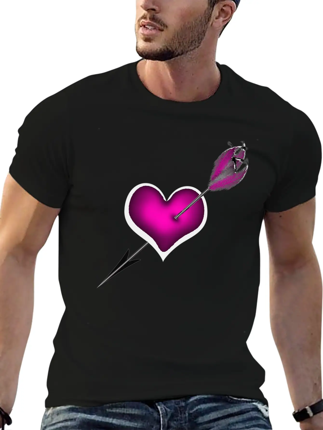PINK HEART WITH ARROW Unisex Casual T-Shirt – Clean Design For Daily Comfort