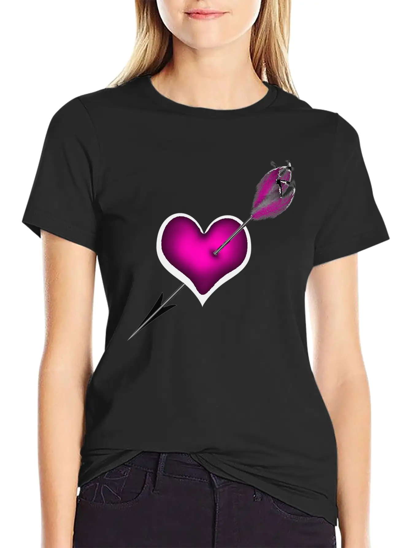 PINK HEART WITH ARROW Unisex Casual T-Shirt – Clean Design For Daily Comfort