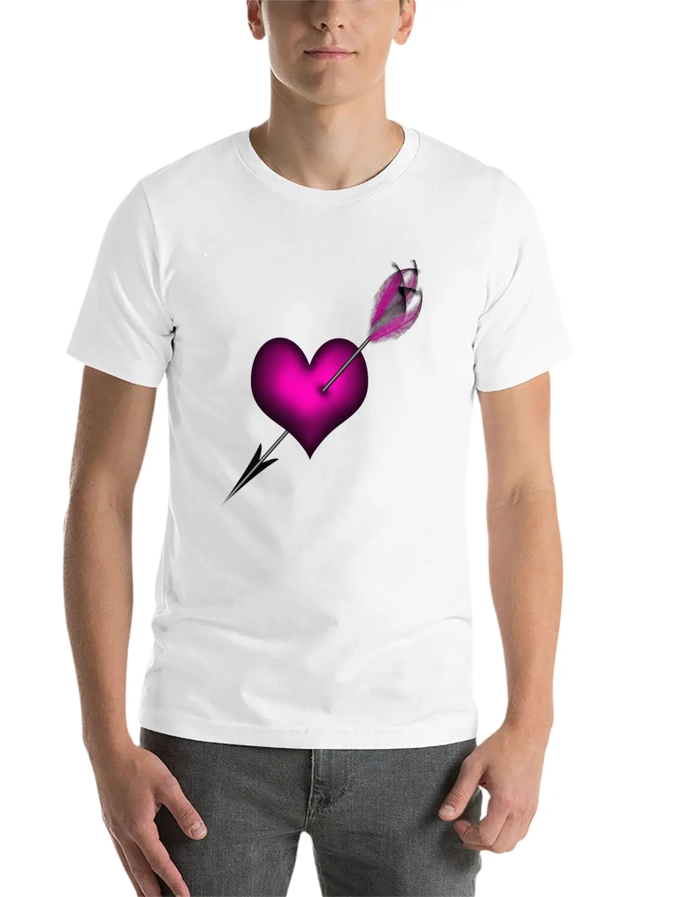 PINK HEART WITH ARROW Unisex Casual T-Shirt – Clean Design For Daily Comfort