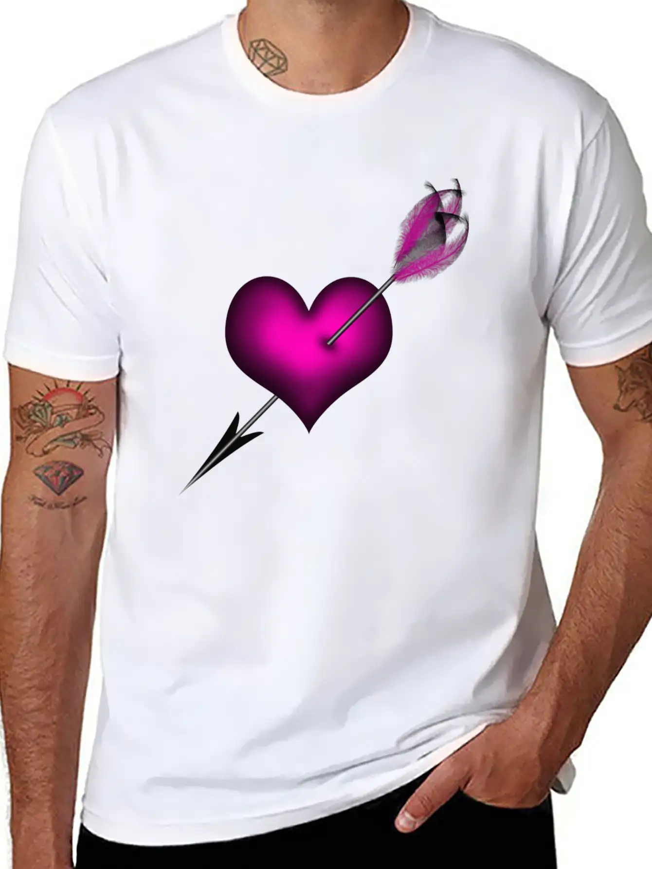 PINK HEART WITH ARROW Unisex Casual T-Shirt – Clean Design For Daily Comfort