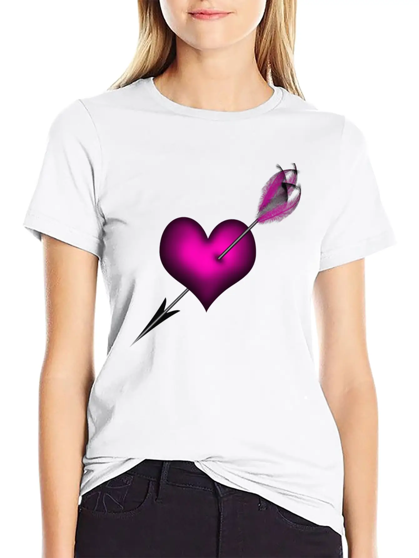 PINK HEART WITH ARROW Unisex Casual T-Shirt – Clean Design For Daily Comfort