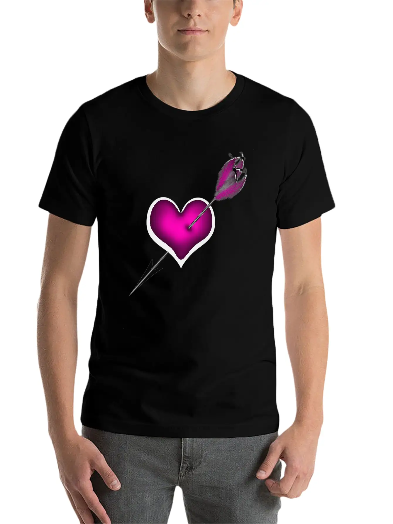 PINK HEART WITH ARROW Unisex Casual T-Shirt – Clean Design For Daily Comfort