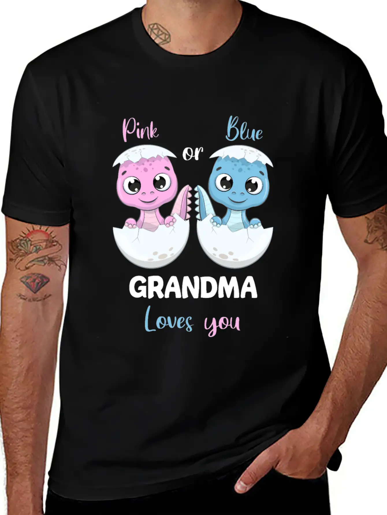 Pink Or Blue Grandma Loves You - Gender Reveal Unisex Casual T-Shirt – Clean Design For Daily Comfort