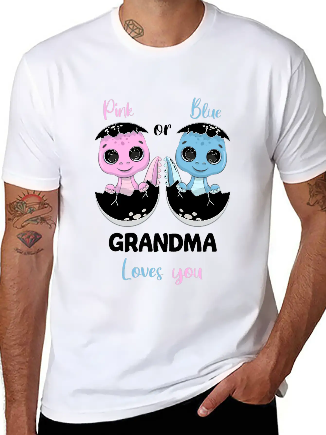 Pink Or Blue Grandma Loves You - Gender Reveal Unisex Casual T-Shirt – Clean Design For Daily Comfort