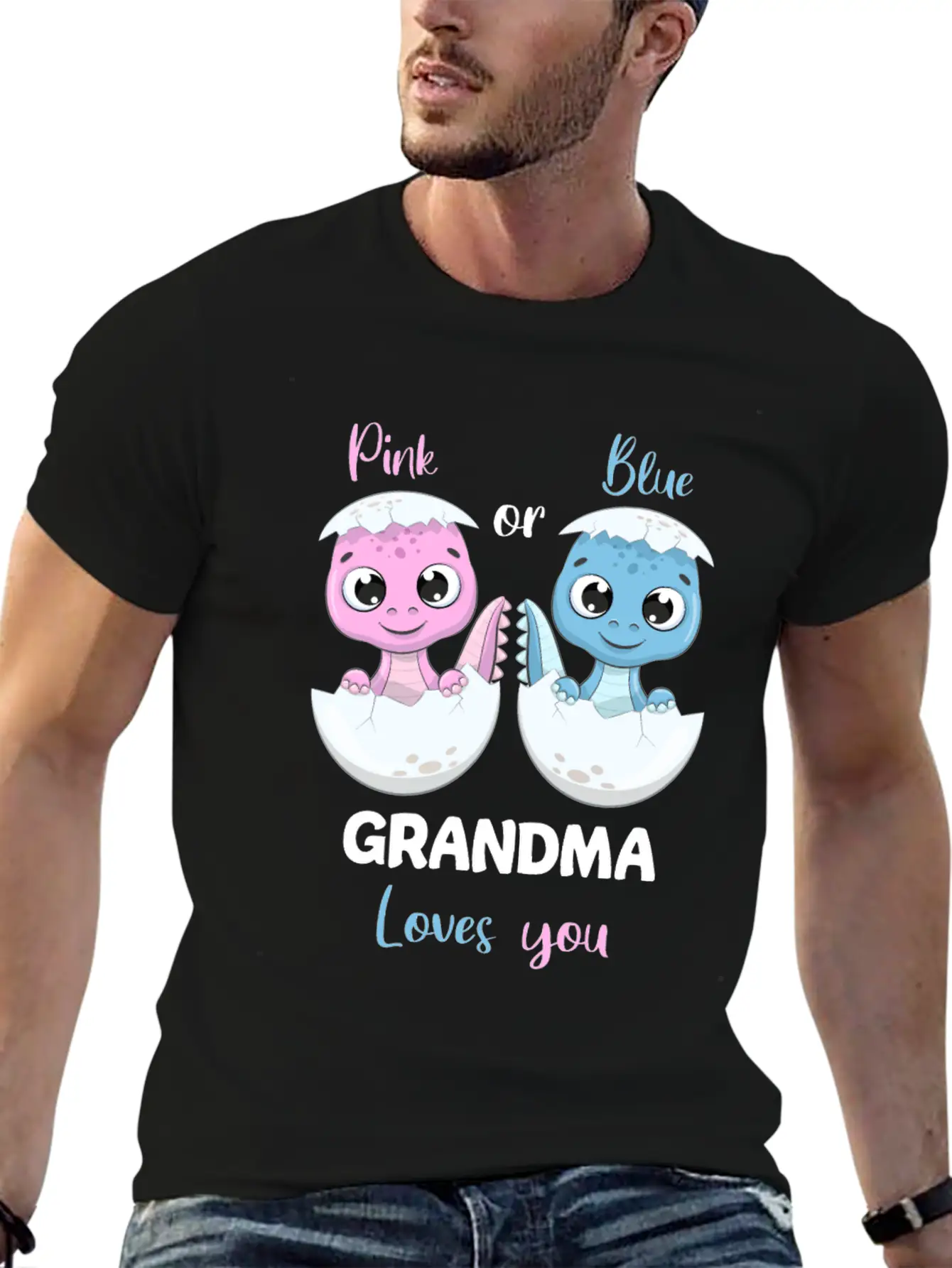 Pink Or Blue Grandma Loves You - Gender Reveal Unisex Casual T-Shirt – Clean Design For Daily Comfort