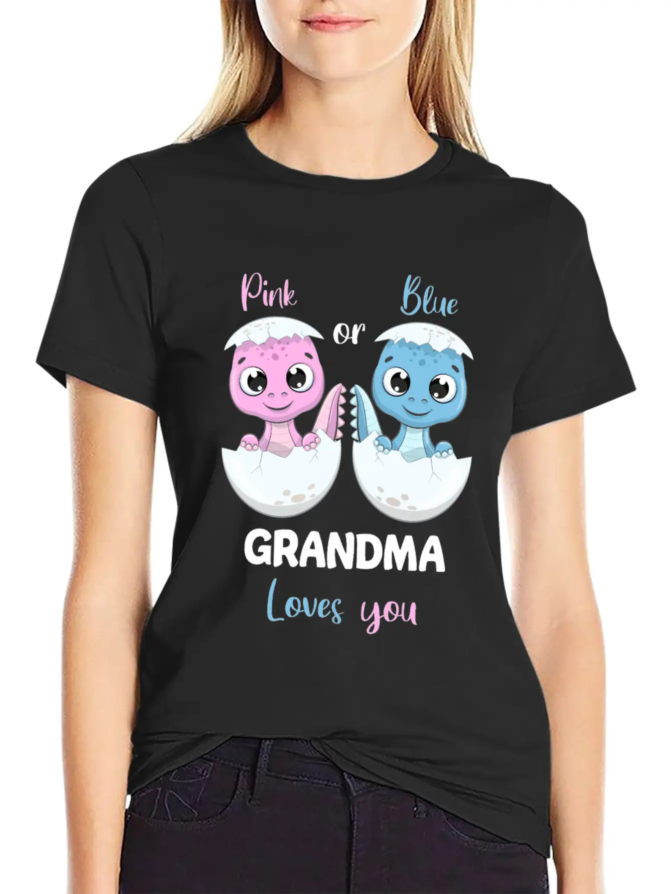 Pink Or Blue Grandma Loves You - Gender Reveal Unisex Casual T-Shirt – Clean Design For Daily Comfort