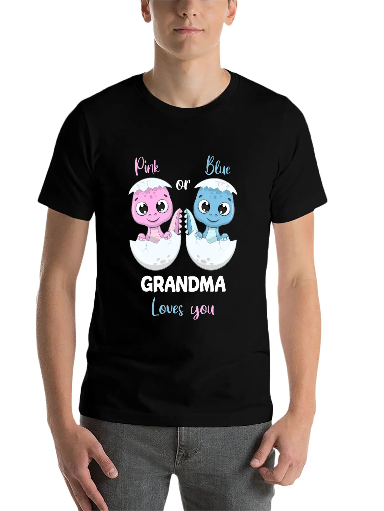 Pink Or Blue Grandma Loves You - Gender Reveal Unisex Casual T-Shirt – Clean Design For Daily Comfort