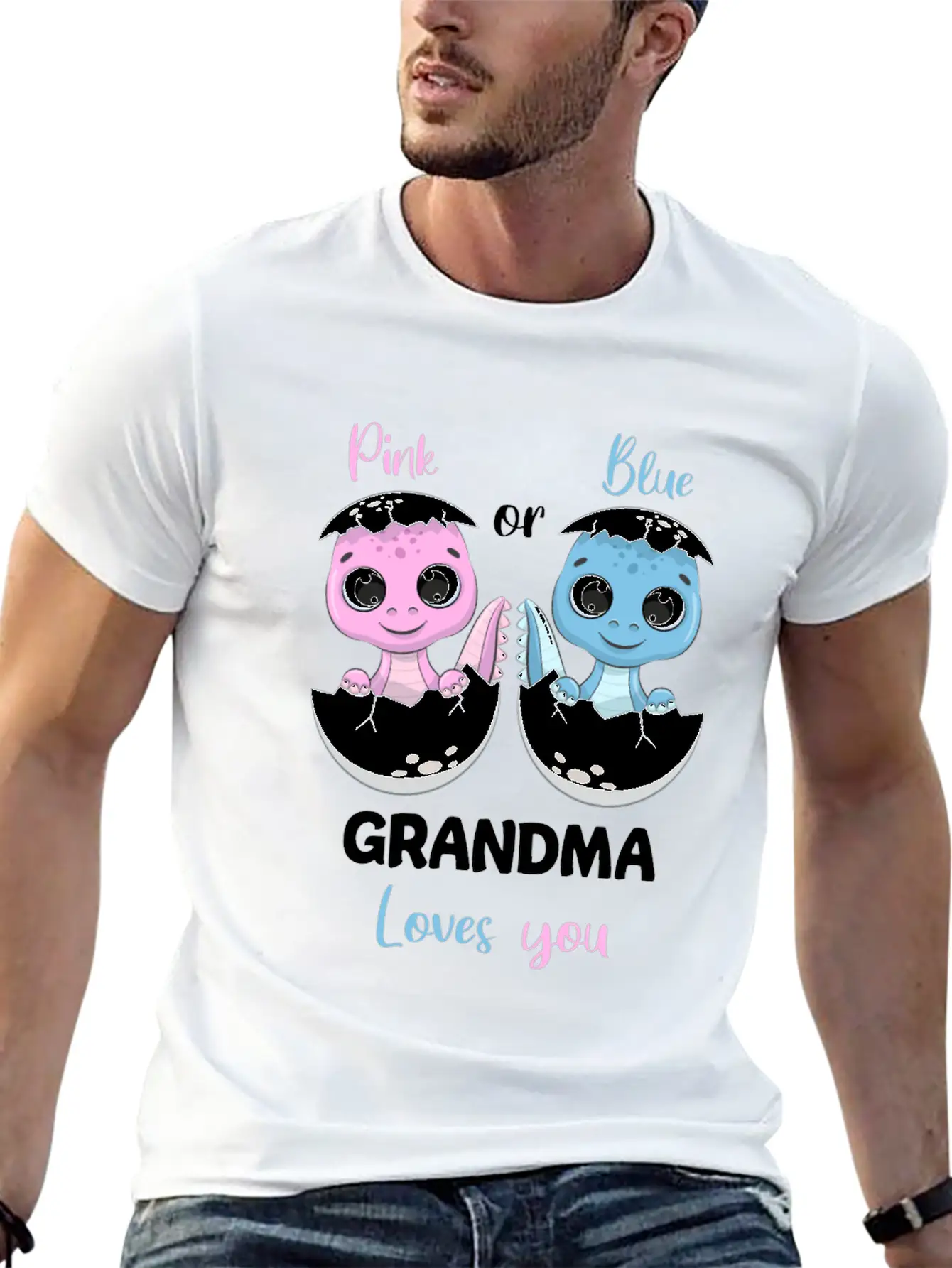 Pink Or Blue Grandma Loves You - Gender Reveal Unisex Casual T-Shirt – Clean Design For Daily Comfort