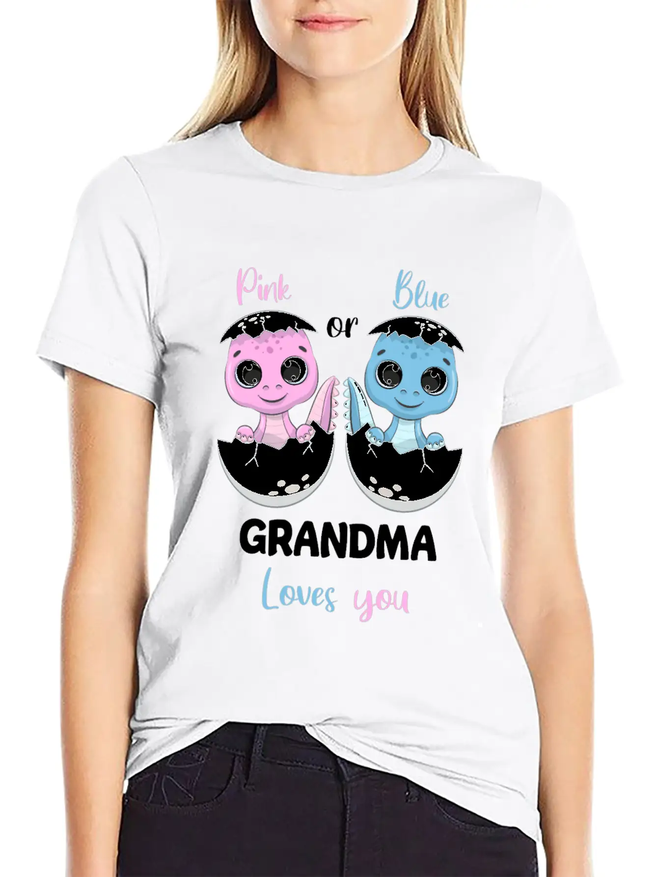 Pink Or Blue Grandma Loves You - Gender Reveal Unisex Casual T-Shirt – Clean Design For Daily Comfort