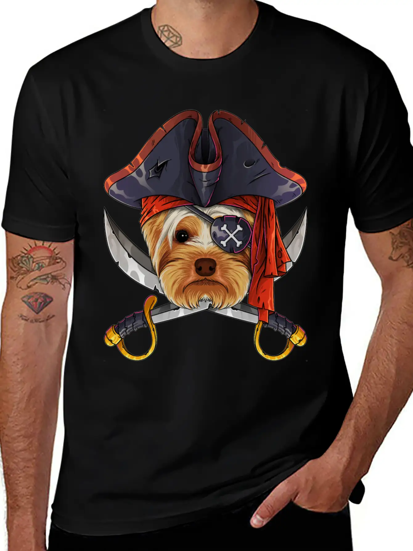 Pirate Yorkshire Terrier Jolly Roger Halloween Cos Unisex Casual T-Shirt – Clean Design For Daily Comfort