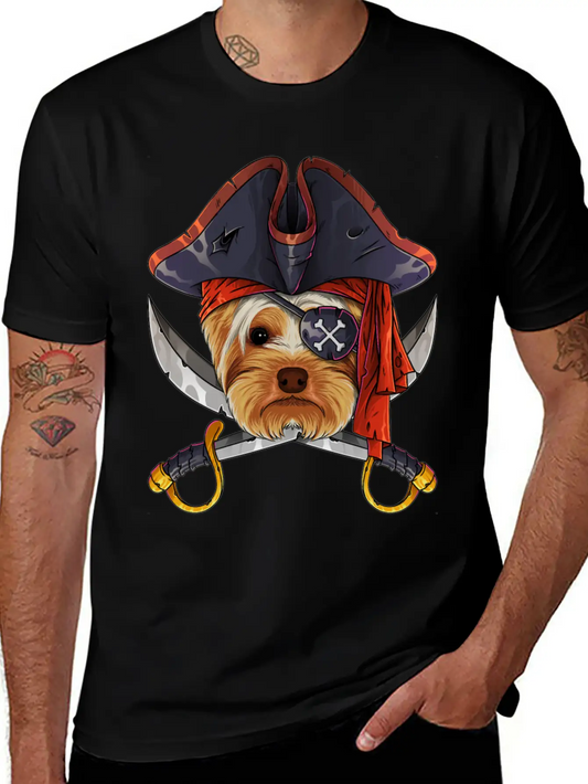 Pirate Yorkshire Terrier Jolly Roger Halloween Cos Unisex Casual T-Shirt – Clean Design For Daily Comfort