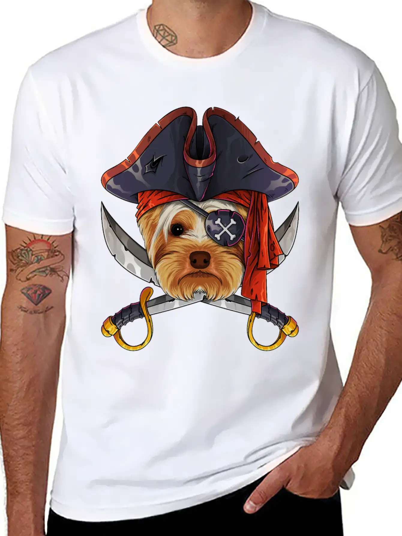 Pirate Yorkshire Terrier Jolly Roger Halloween Cos Unisex Casual T-Shirt – Clean Design For Daily Comfort