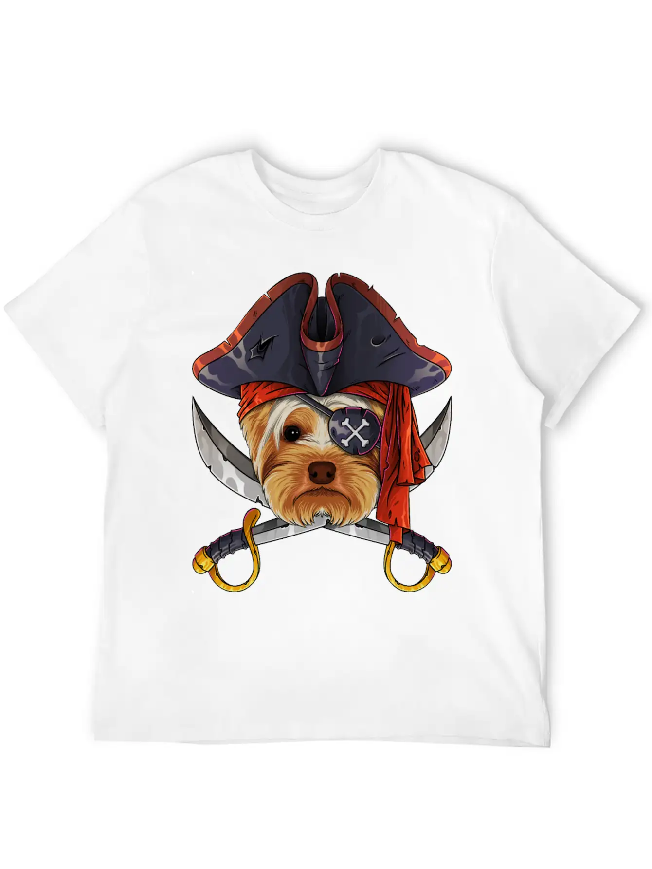 Pirate Yorkshire Terrier Jolly Roger Halloween Cos Unisex Casual T-Shirt – Clean Design For Daily Comfort