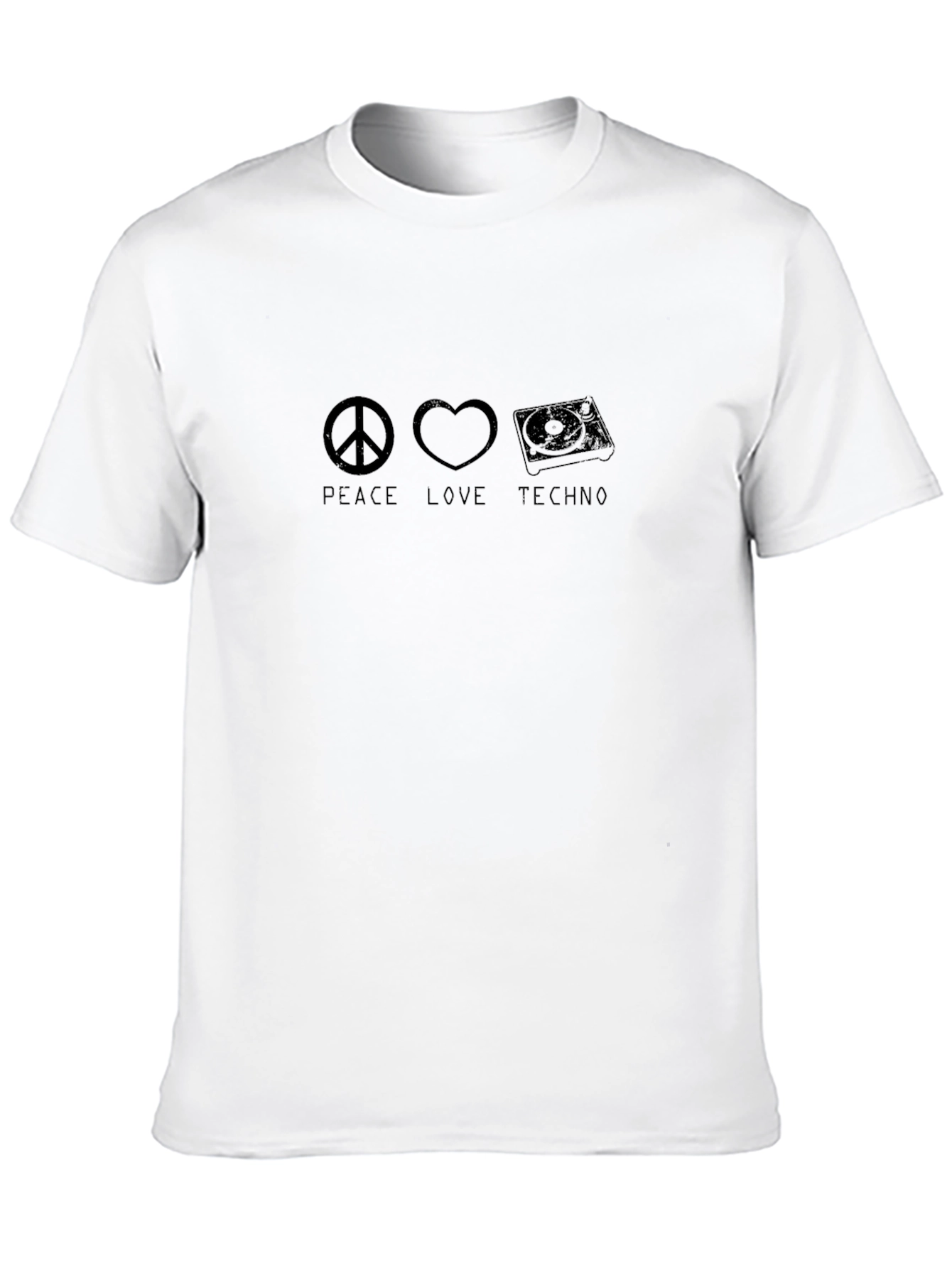Peace Love Techno Black Graphic Tee