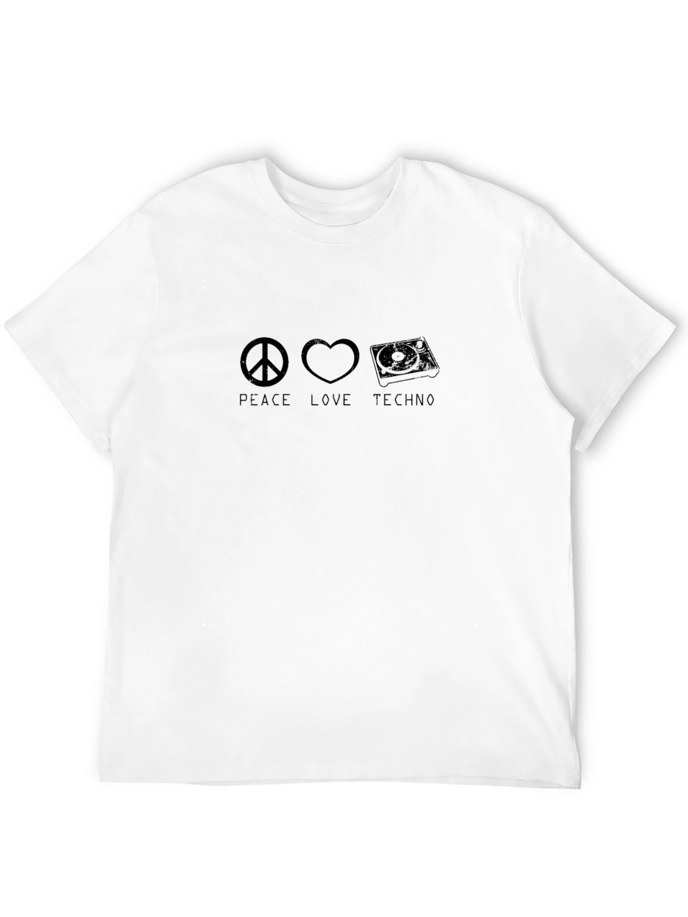 Peace Love Techno Black Graphic Tee