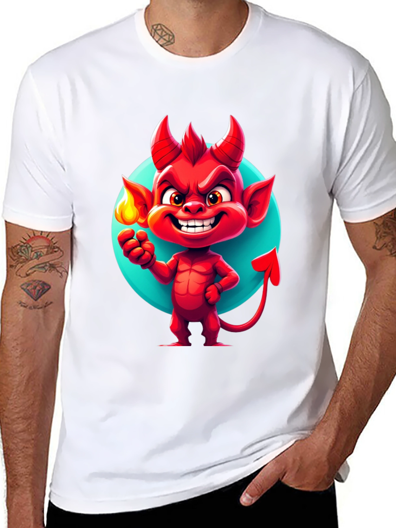 Cartoon Devil Graphic Tee - Soft Cotton Blend