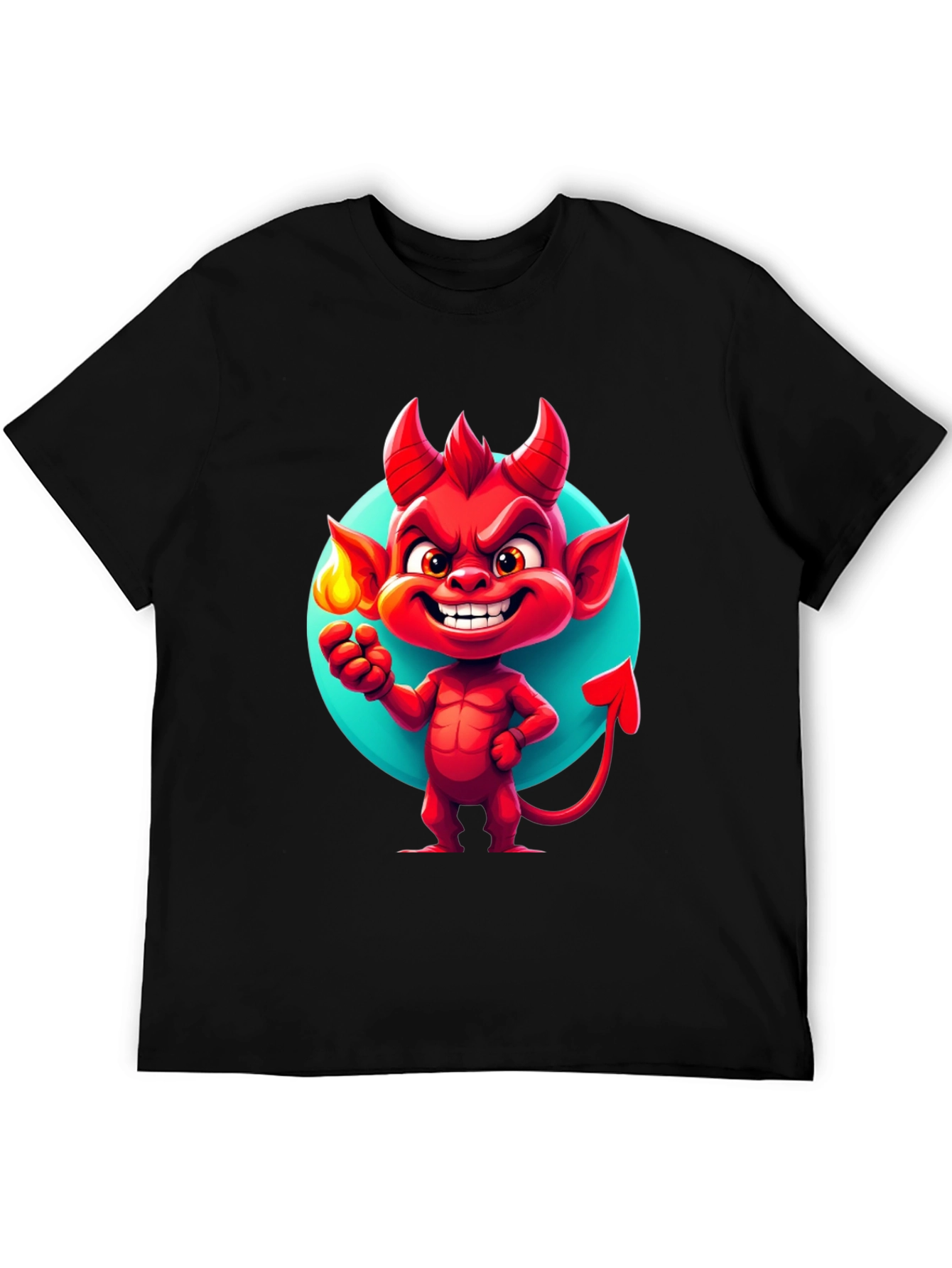 Cartoon Devil Graphic Tee - Soft Cotton Blend