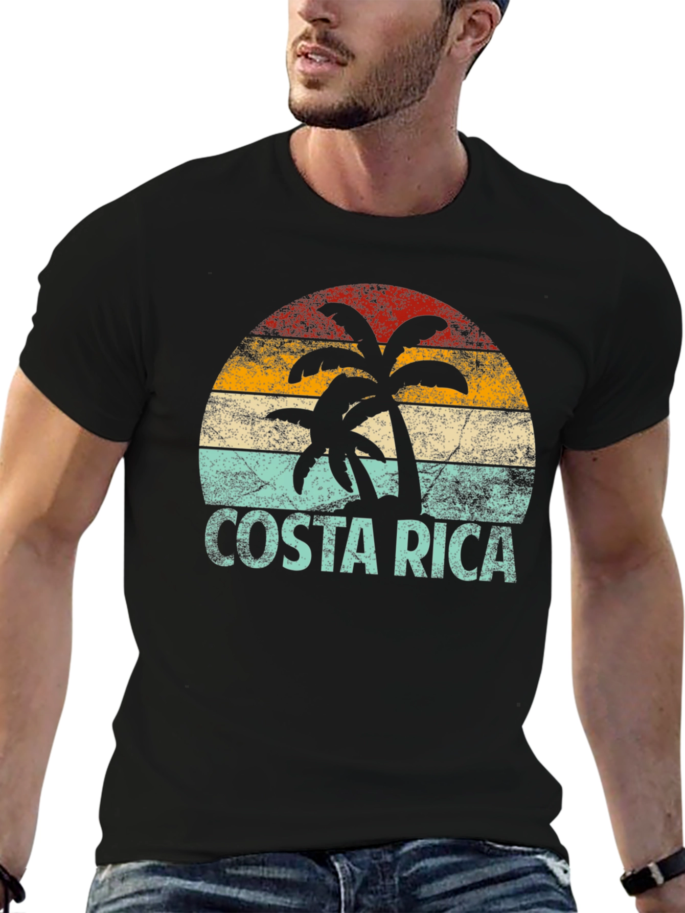 Costa Rica Retro T-Shirt with Palm Tree Design