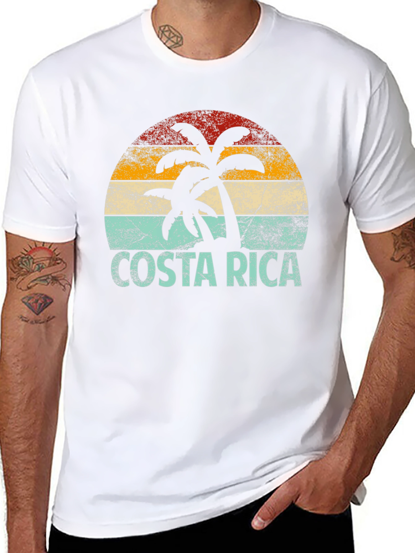 Costa Rica Retro T-Shirt with Palm Tree Design