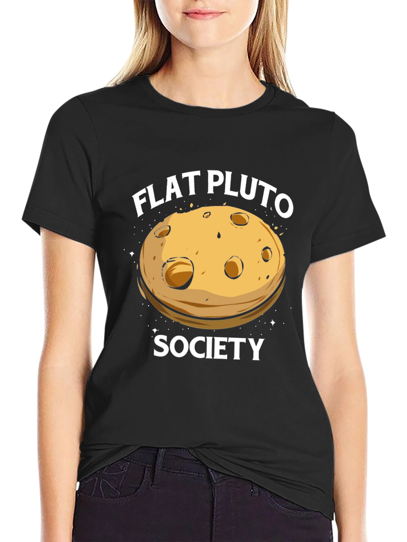 Flat Pluto Society Black T-Shirt