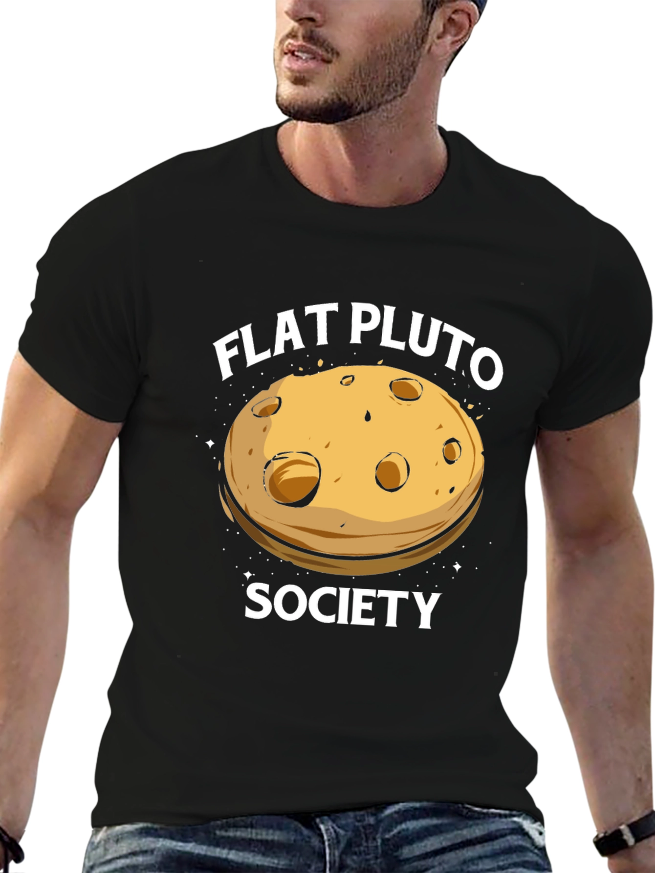 Flat Pluto Society Black T-Shirt