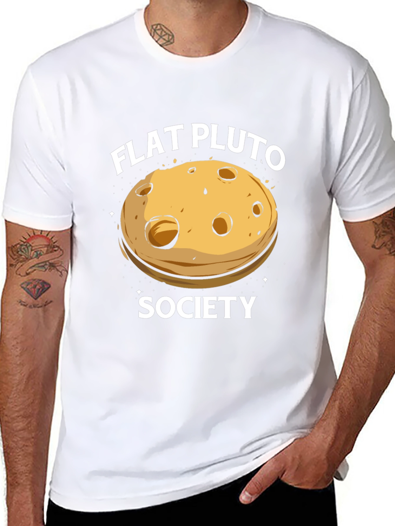 Flat Pluto Society Black T-Shirt